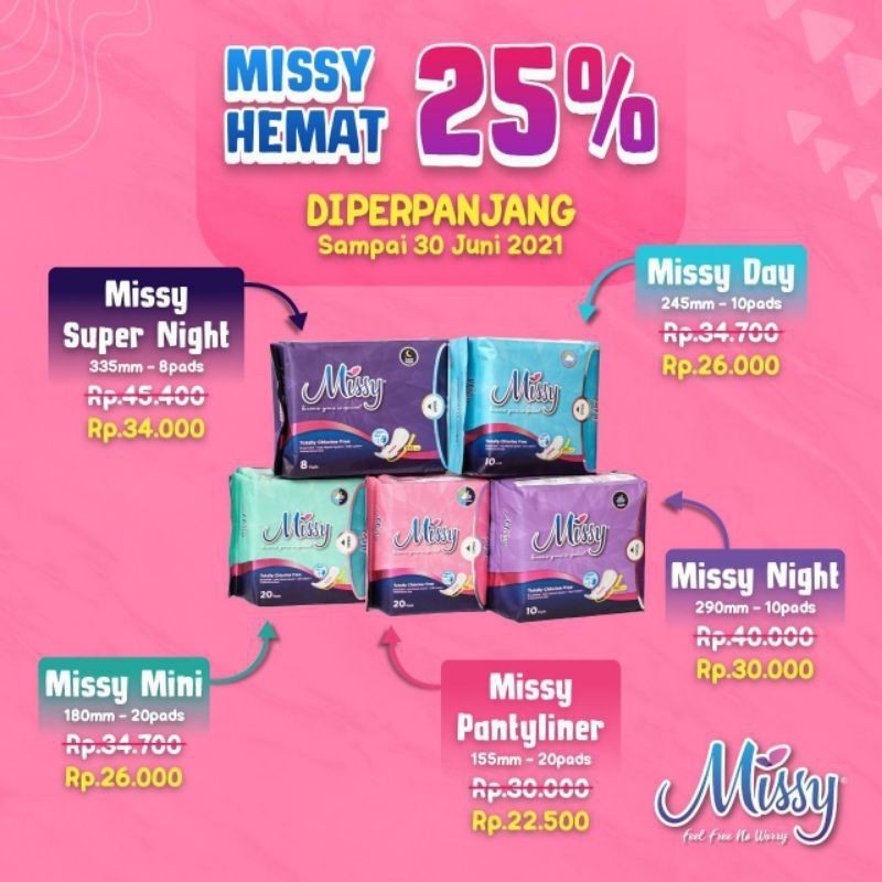 PROMO READY STOCK MISSY Pembalut Wanita Softex Kesehatan ( PANTYLINER / MINI / DAY / NIGHT / SUPER NIGHT )