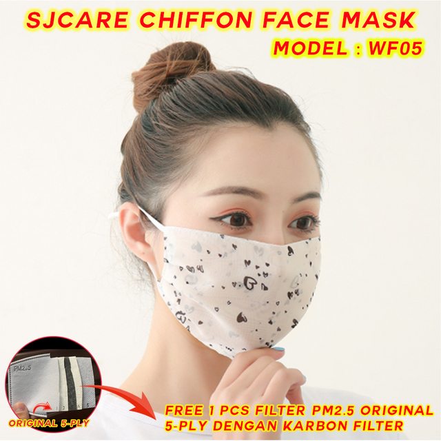 Chiffon Fashion Face Mask Breathable Masker Kain BONUS FILTER PM2.5 - WF05