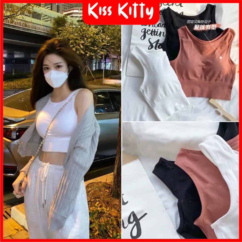 Bra tank top sport kaos import tanpa kawat kekinian trendy Korea