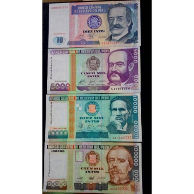 Uang kuno Asing Set Peru. Kondisi unc