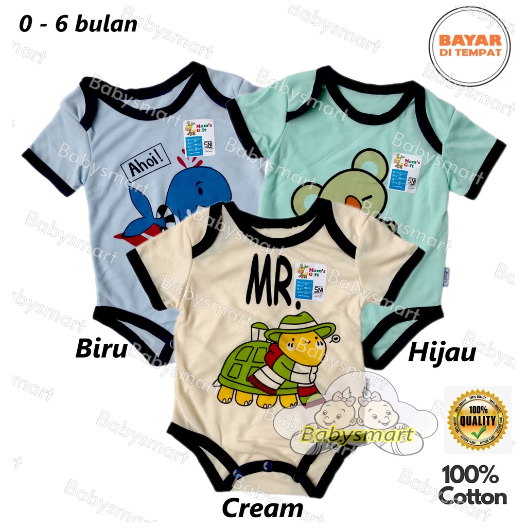 Babysmart - Baju Bayi Romper/Jumper/Jumpsuit Segitiga WARNA MOM'S GIFT usia 0 - 6 bulan 100% katun SNI KD-N29/baju bayi new born