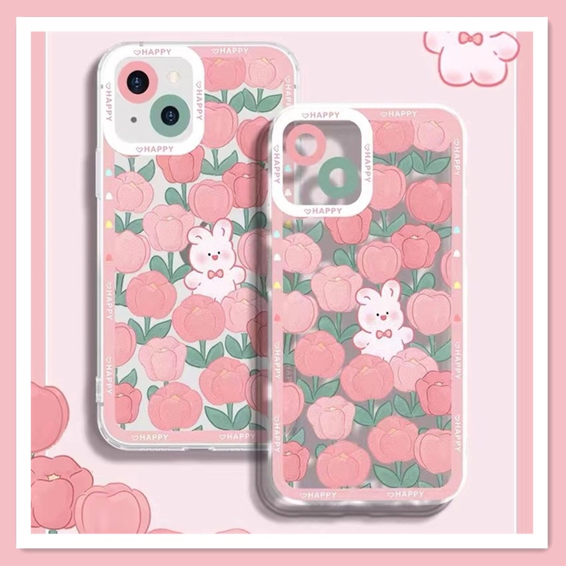 Case Bahan Silikon Desain Kelinci Tulip Pink Tahan Banting Untuk Vivo V23 V23e V21 V21e V20 T1 Pro Y21 Y33s Y33T Y21T Y76 Y55 Y15A Y01 Y20 Y20i Y20 Y20 Y15s Y12 Y50S Y1s Y12s Y50S Y20i Y12s Y20i