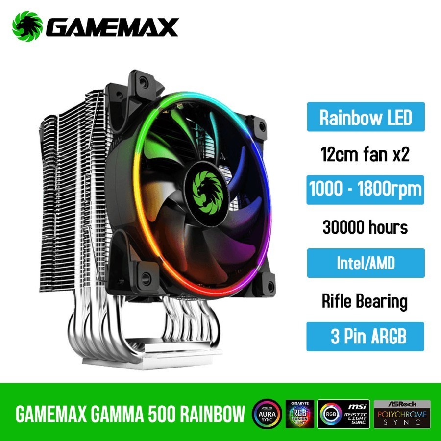 Gamemax CPU Cooler Gamma 500 Rainbow ARGB-Fan Processor