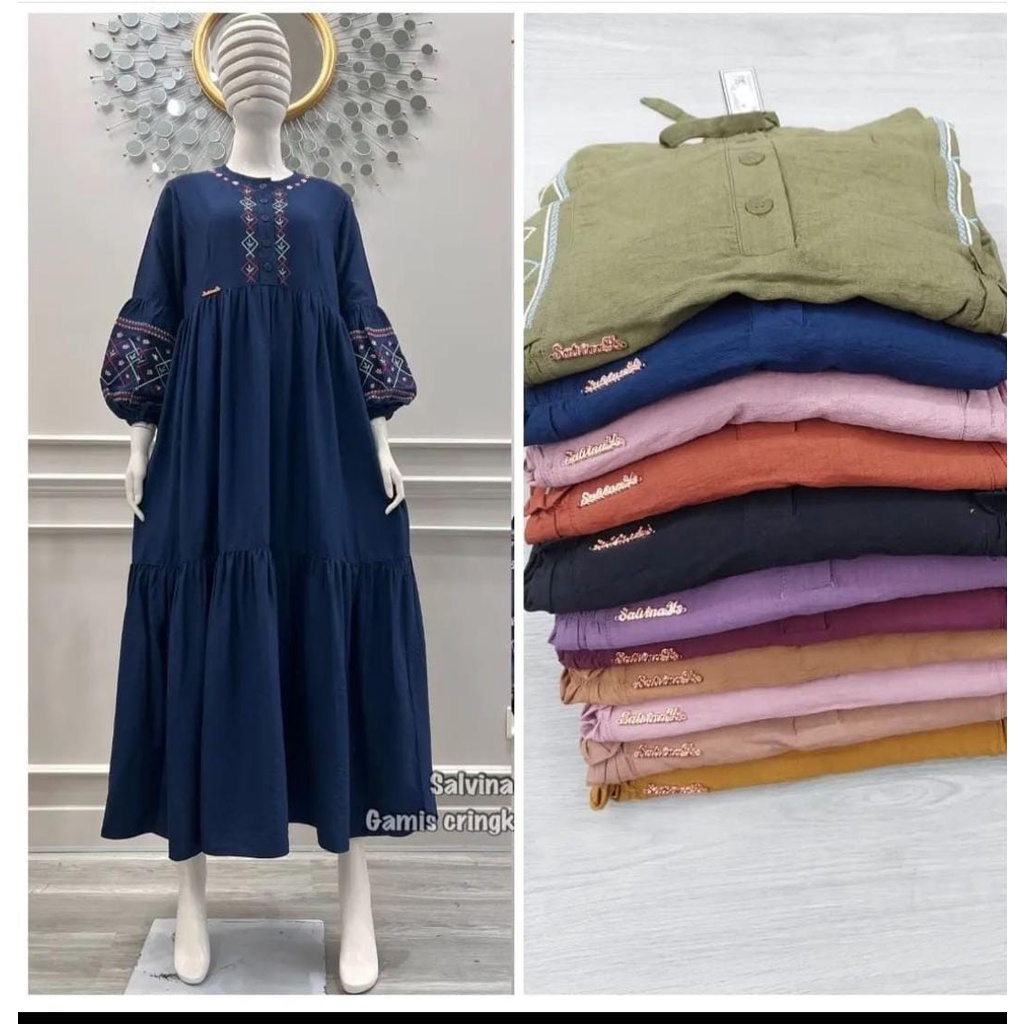 TERBRU Gamis salvina bordir lengan balon