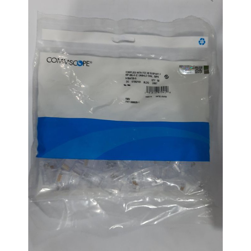 CONNECTOR RJ45 UTP CAT5E AMP COMMSCOPE ISI 50 PCS