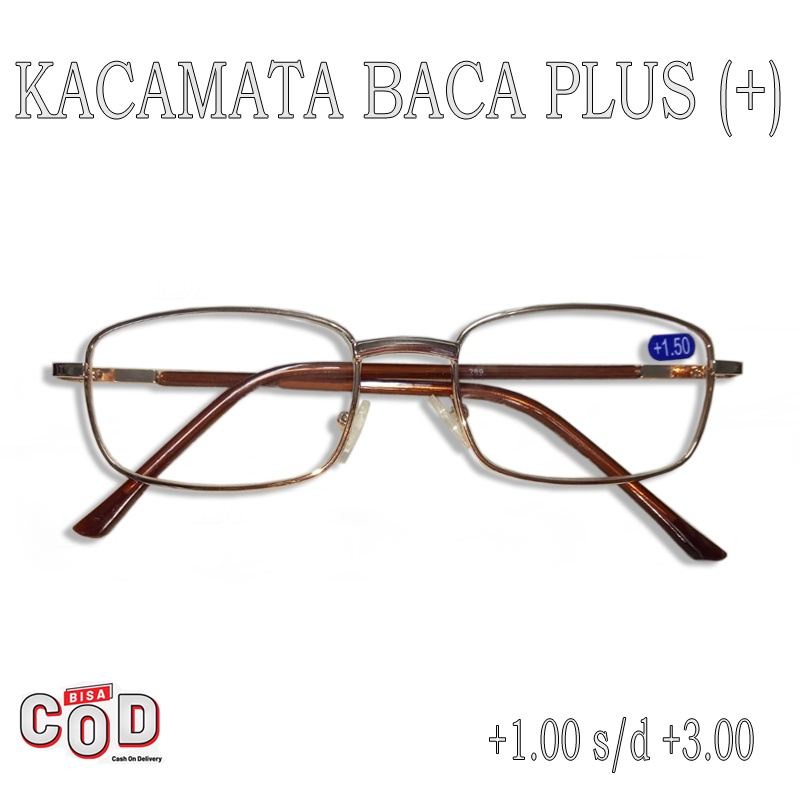 Terbaru Kacamata Plus (+) Kaca mata Komputer Hp Model Frame Besi Kacamata Baca Plus +1.00 s/d +3.00 Kaca mata Rabun Dekat Fashion Pria Wanita Unisex Reading Glasses