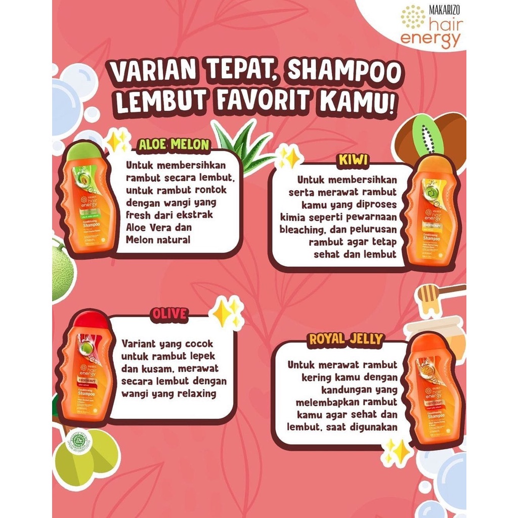 MAKARIZO Hair Energy Shampoo Botol (170ml / 330ml) Shampo Sampo Pembersih Rambut 2in1 (Victoria)