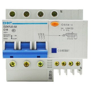 RCBO CHINT DZ47LE 3P +N 16A ( 30mA )