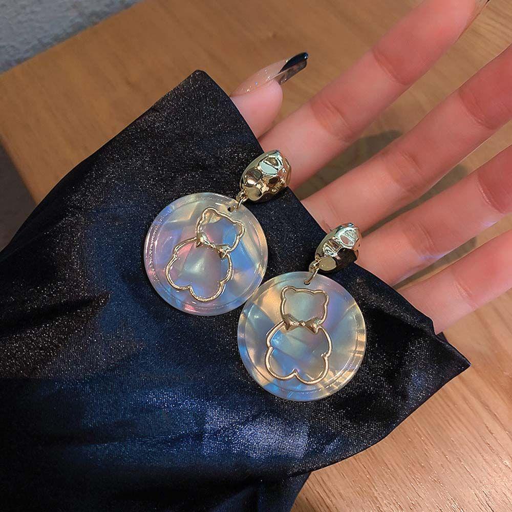 Mxbeauty Anting Juntai Elegan Geometris Trendy Manis Bulat Giwang Telinga Akrilik