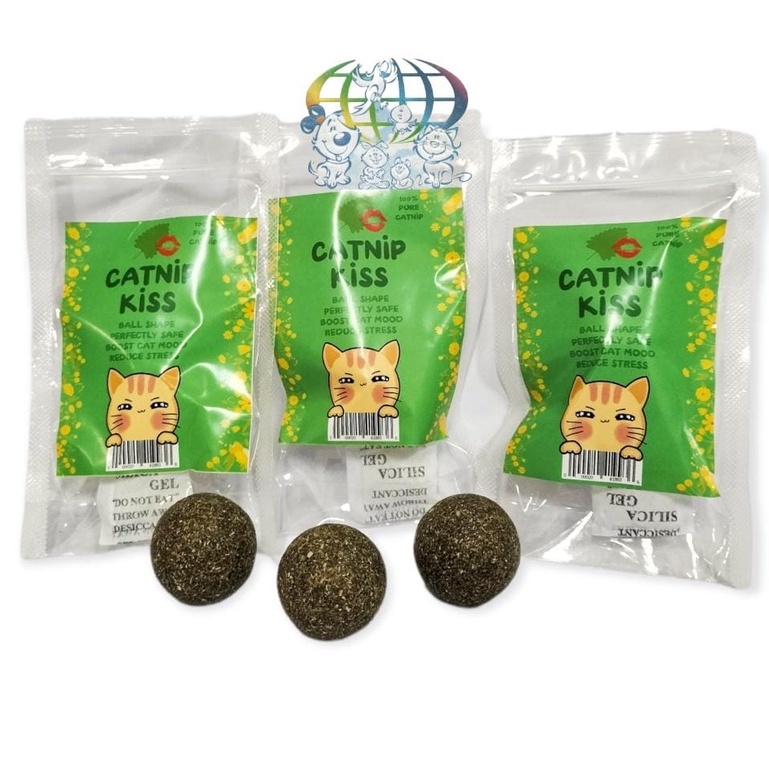 Cat Nip Kiss Ball Mainan Kucing Bola Daun Catnip imp size 3.3 cm