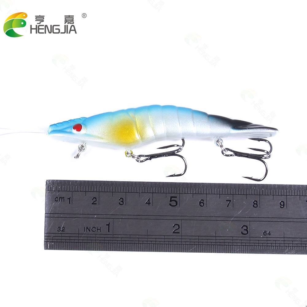 Hengjia 1pc Umpan Pancing Hard Bait Bentuk Udang Mata 3d 8.5cm / 8.3g Dengan 2 Kail