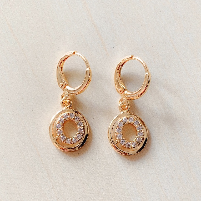 Anting Wanita Bulat Baris Zirconia Gold Xuping / Giwang Wanita Bulat Baris Zirconia Gold