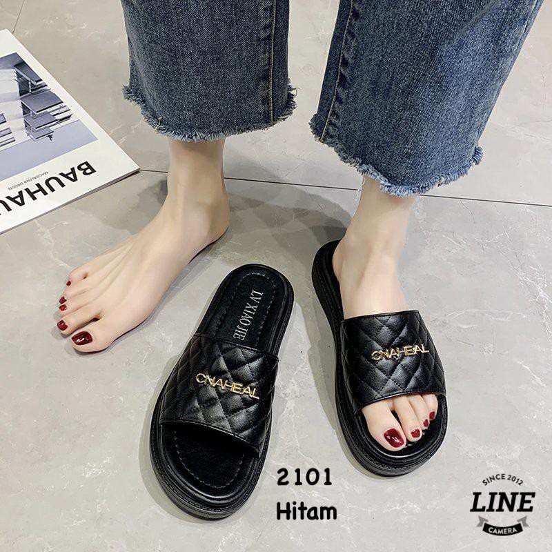 SANDAL WANITA SLIP ON FASHION KOREA SHOES 2101