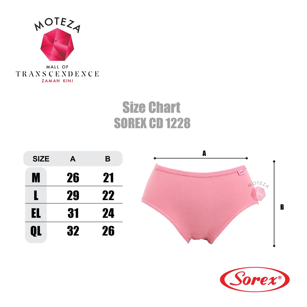 BISA PILIH WARNA Sorex Celana Dalam Wanita - CD 1228 - Midi Panty - Katun Soft &amp; Comfort - M - XXL (BISA PILIH WARNA)