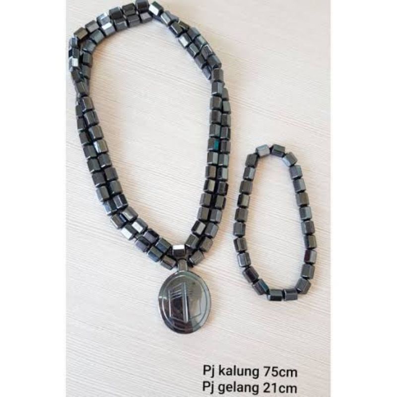 (TERLARIS)KALUNG SET MOTIF KA'BAH KALUNG KESEHATAN MAGNET