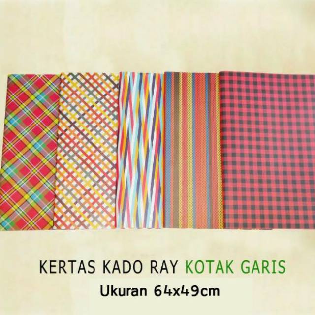 

Kertas Kado, Pembungkus Kado , motif GARIS, KOTAK, SALUR, PEMBELIAN MINIMUM 40LMBR