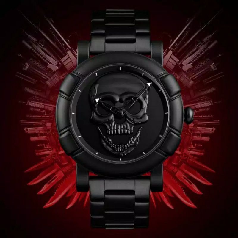 Jam Skmei 9178 original skull tengkorak bergaransi free GIFT box