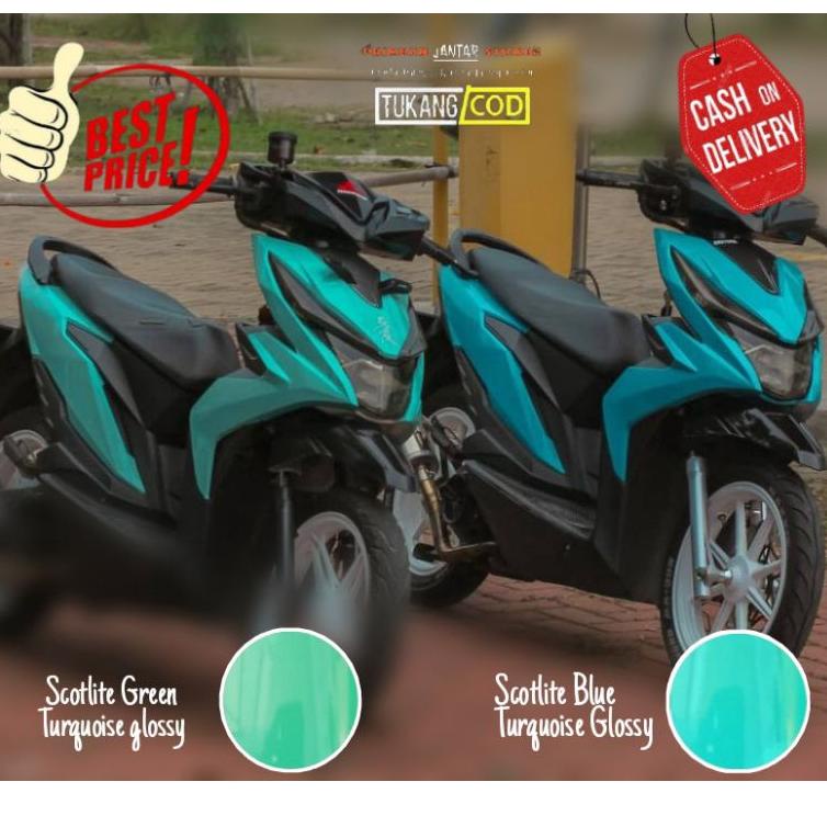 r92➟ Sticker skotlet hijau toska glossy scotlite motor biru toska glossy merk profix