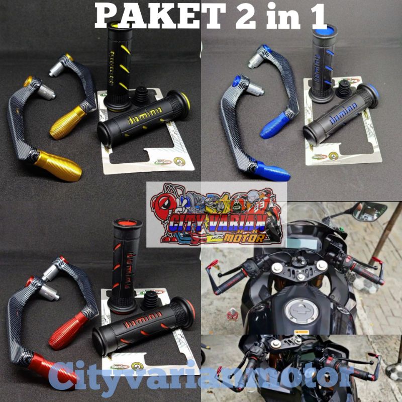 [paket 2in1] proguard carbon sabit + Handgrip original Universal motor Proguard Carbon Karbon plus Handgrip grip hanfat