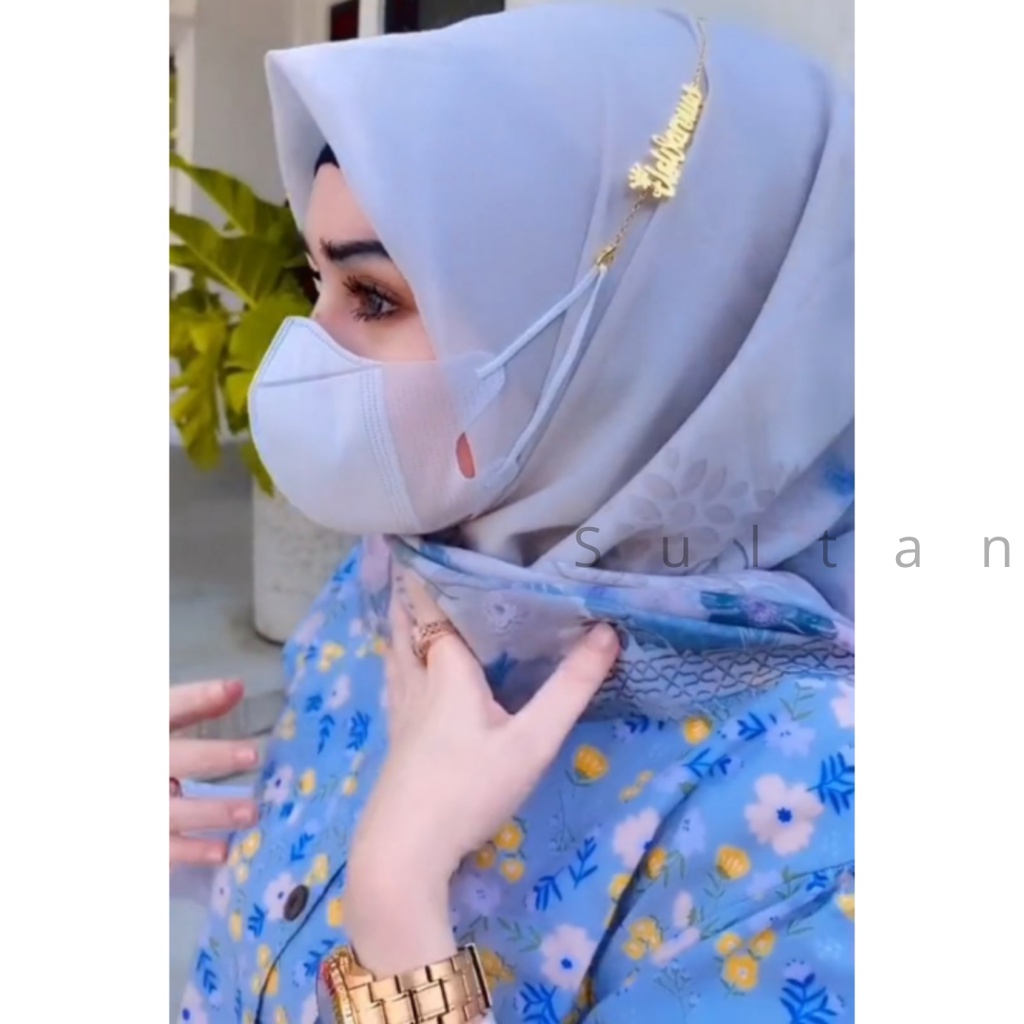 Konektor Hijab Strap Masker Nama Lapis Emas custom 2 hari jadi