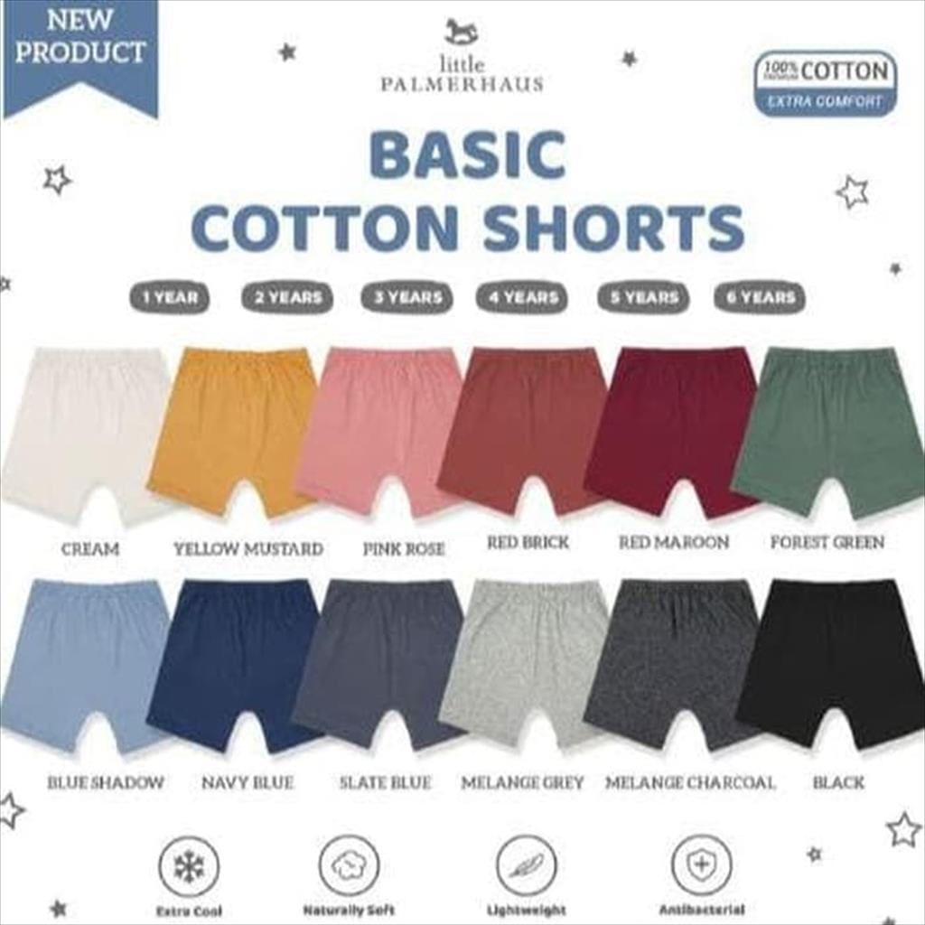 PROMO 7.7 PROMO BAJU LEBARAN CUCI GUDANG PROMO 4.4 Little Palmerhaus - Basic Cotton Shorts (Celana Pendek Bayi &amp; Anak) 1-6 Tahun