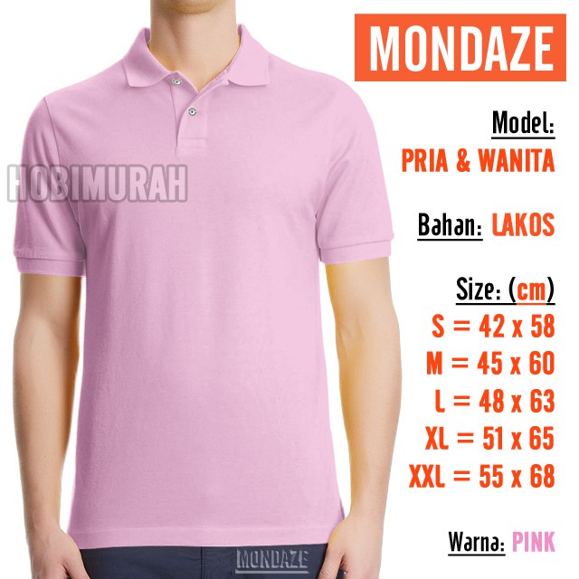  Kaos  Polo Pria  Wanita PINK  Kerah Polos MONDAZE 