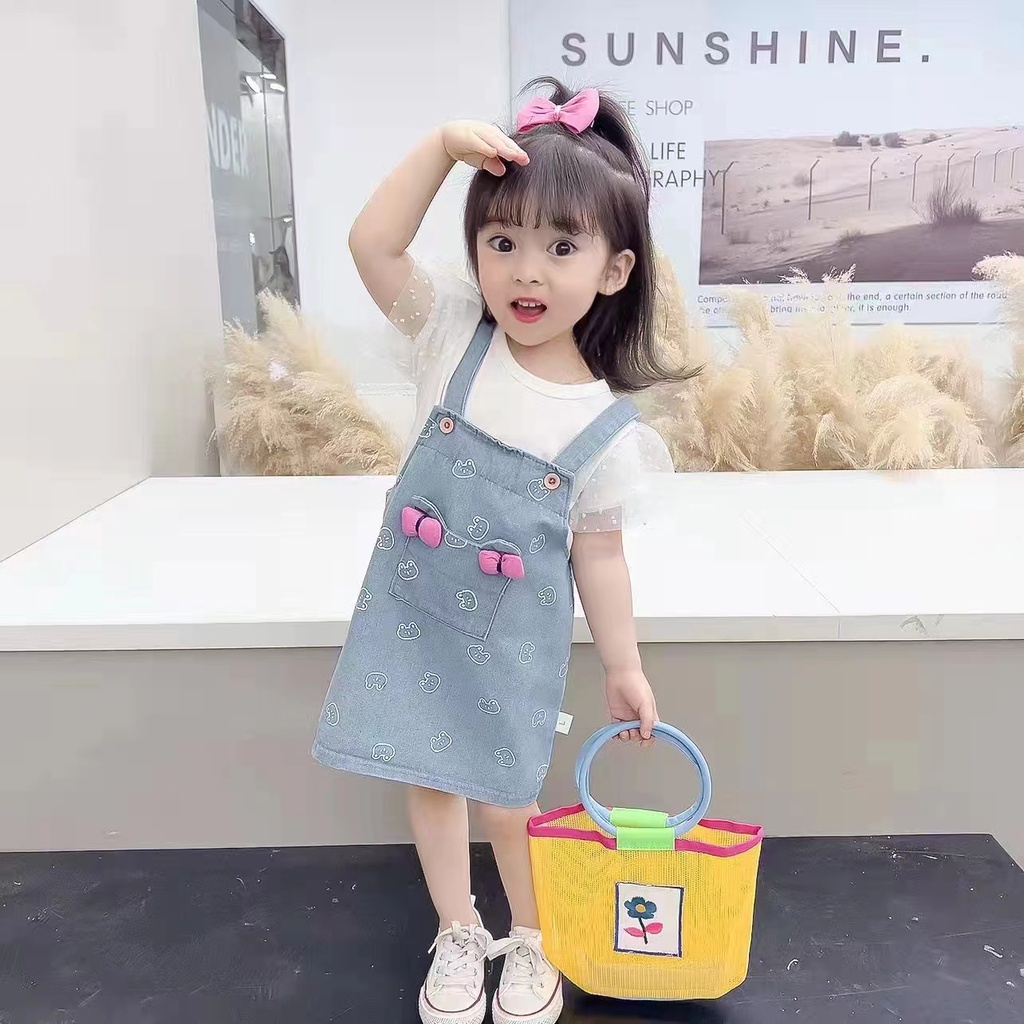 Setelan Overall Anak Perempuan Angel Wings Uisa 1-4th/Terbaru Dress Anak Perempuan Setelan Anak Jeans Premium