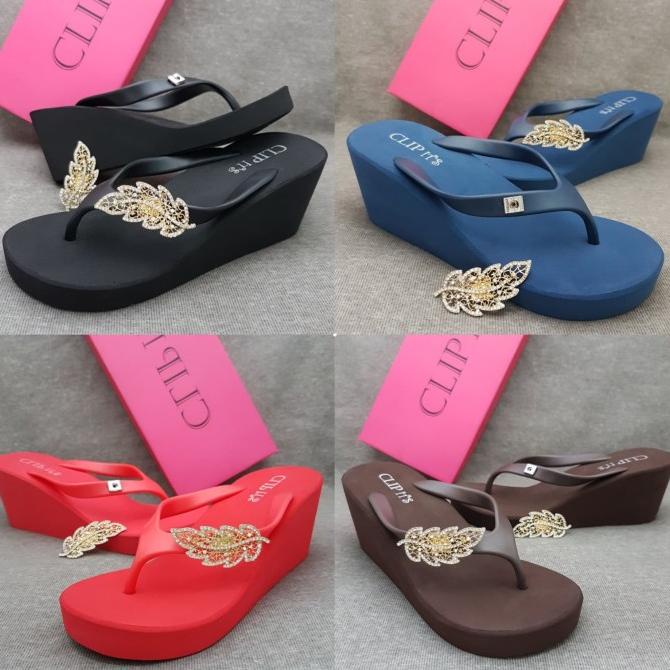 Sandal Wanita Wedges 7cm Clip It's Leaf / Popits / Juicy / Darlingen TERLARIS