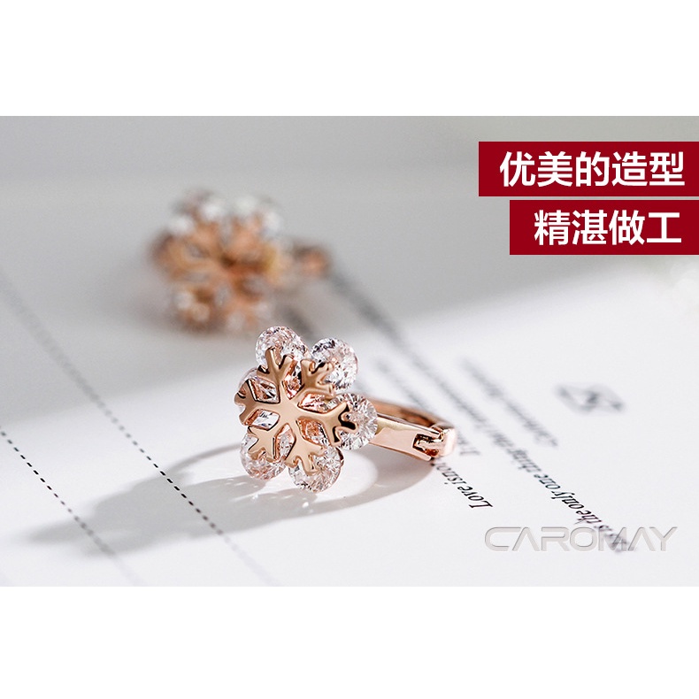 Anting Zircon Desain Snowflake Bahan Stainless Steel Untuk Musim Dingin