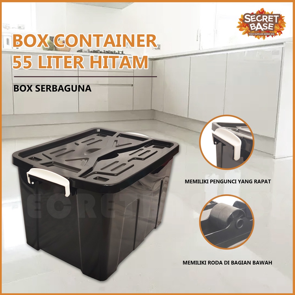 BOX CONTAINER 55 LITER + RODA - Kontainer Box Plastik / Container Box Besar