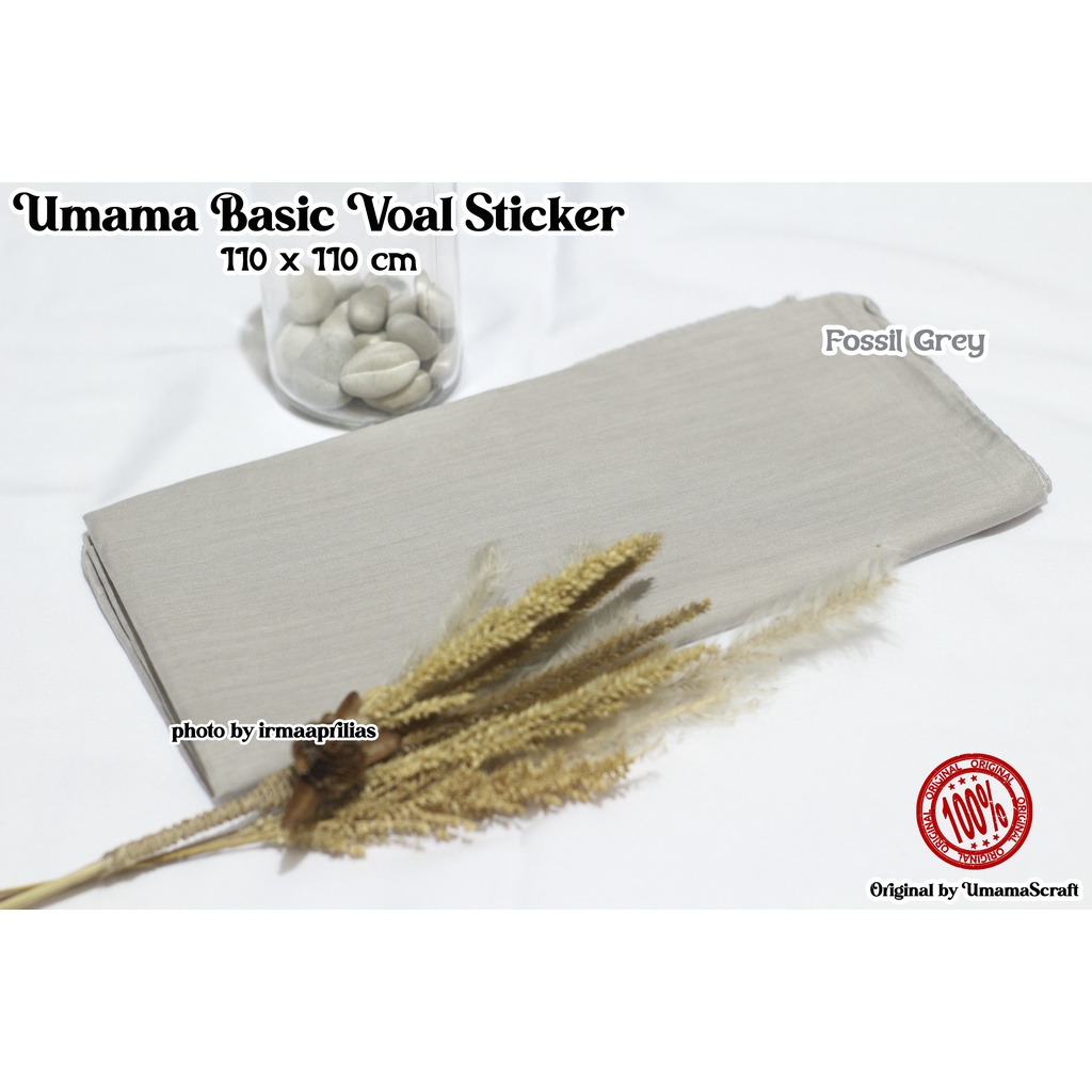 Hijab Basic Voal Umama Jilbab Segi Empat Polos Umama Kerudung Polos Segi Empat Part 2-FOSSIL GREY