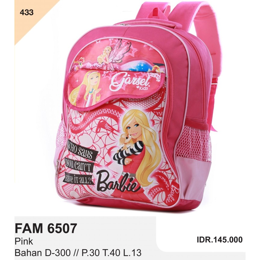 Tien Fashion - Tas Anak Perempuan Backpack Sekolah karakter BARBIE GRF20 433