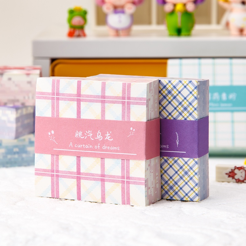 Set 200 Lembar Kertas Memo Portable Motif Kotak-Kotak Untuk Pelajar