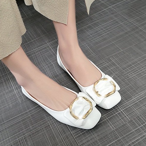 BJS187 - PINK/WHITE - Flat Shoes Wanita Cantik SEPATU KERJA WANITA FLAT SHOES SEPATU KANTOR FORMAL RATA FASHION IMPORT TERMURAH TERLARIS TERBARU BAGSTORE JAKARTA JSS187