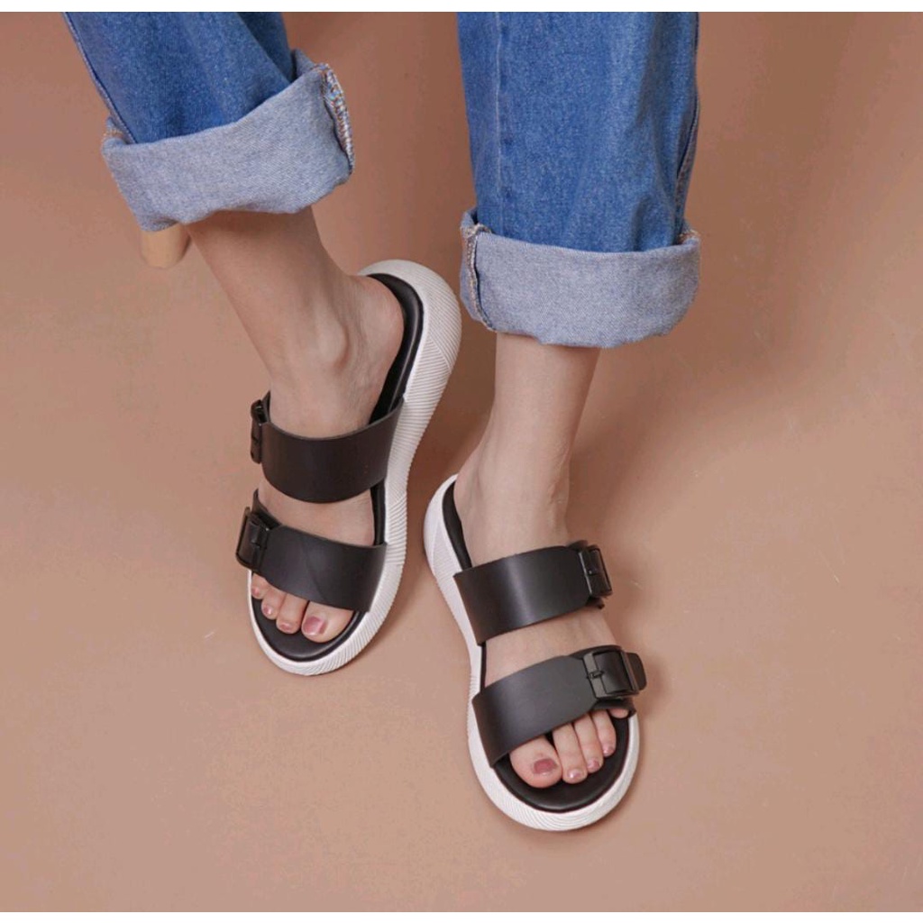 JEAN Sandal wanita casual sandal slop kekinian model ban dua sendal cewe casual dan formal