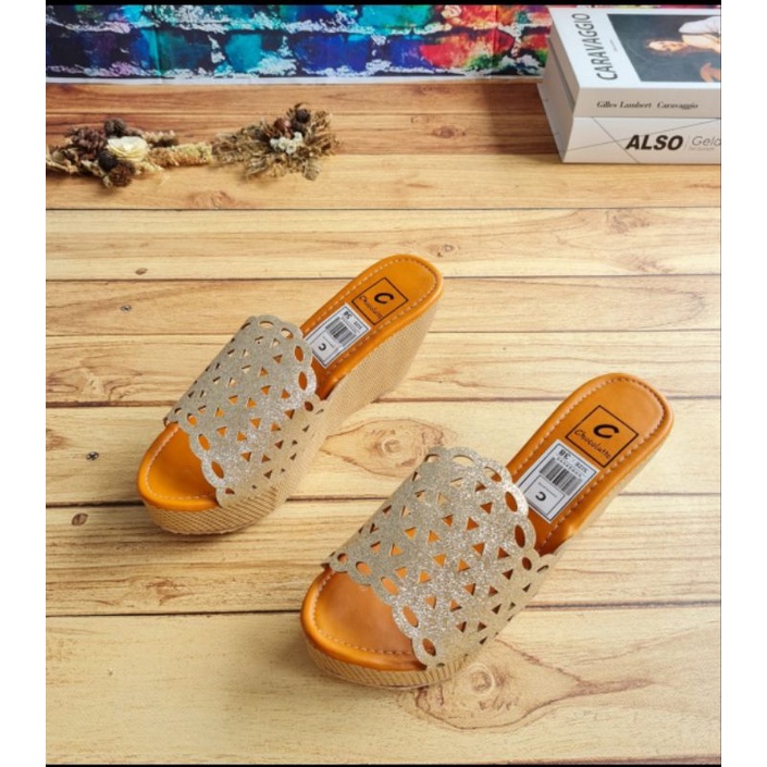 ABBUSHOES Nn 26 sandal wedges laser  veronica sol karet  7cm