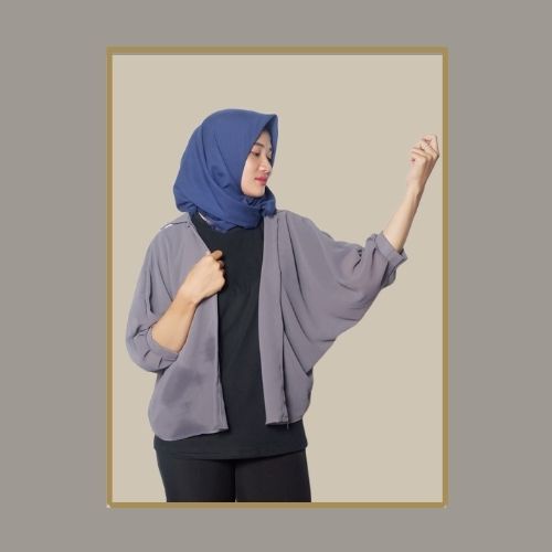 Zava Batwing Basic Outer Atasan Wanita-Zava - Dark Grey