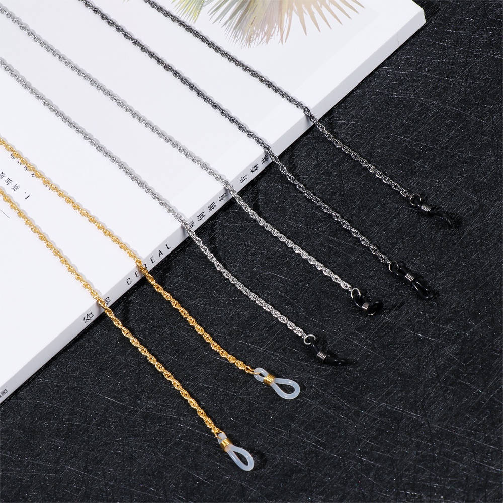 Kalung Rantai Kacamata Baca Bahan Logam Anti Slip Aneka Warna Gaya Vintage Untuk Pria Dan Wanita