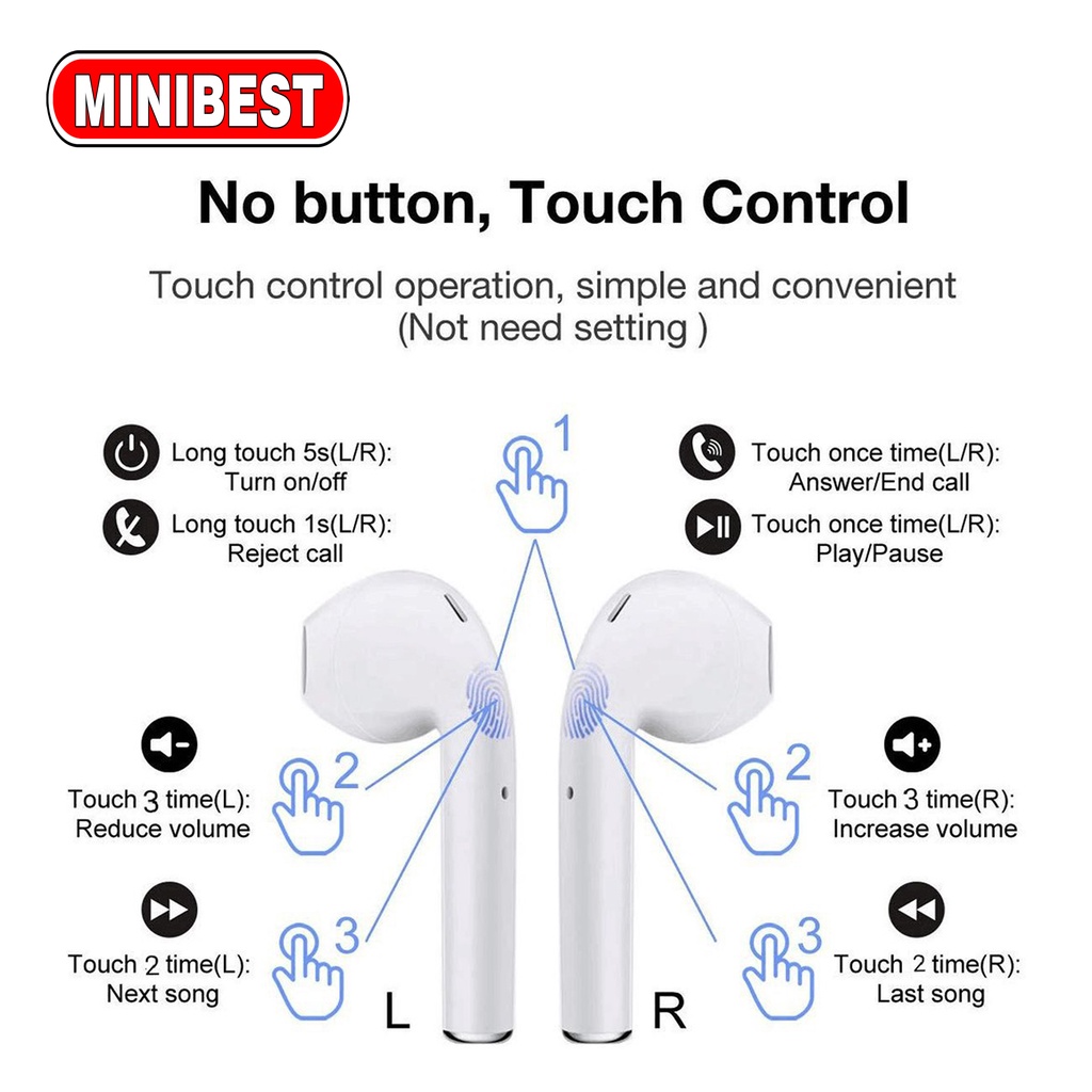 MB MINIBEST TWS Earphone Headset Bluetooth MB I7S Inpods I12 earphone Bluetooth Wireless android MB555