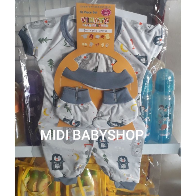 Jumper pendek vinata set topi dan sarung kaki motif lucu