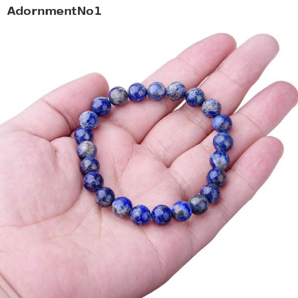 (AdornmentNo1) Gelang Tangan Manik-Manik Lapis Lazuli 8mm Elastis Untuk Unisex / Pria / Wanita