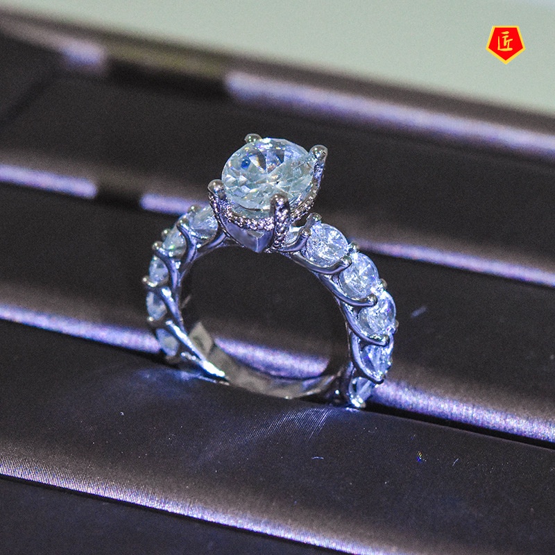 [Ready Stock]Full Diamond Moissanite Ring Simple Personality