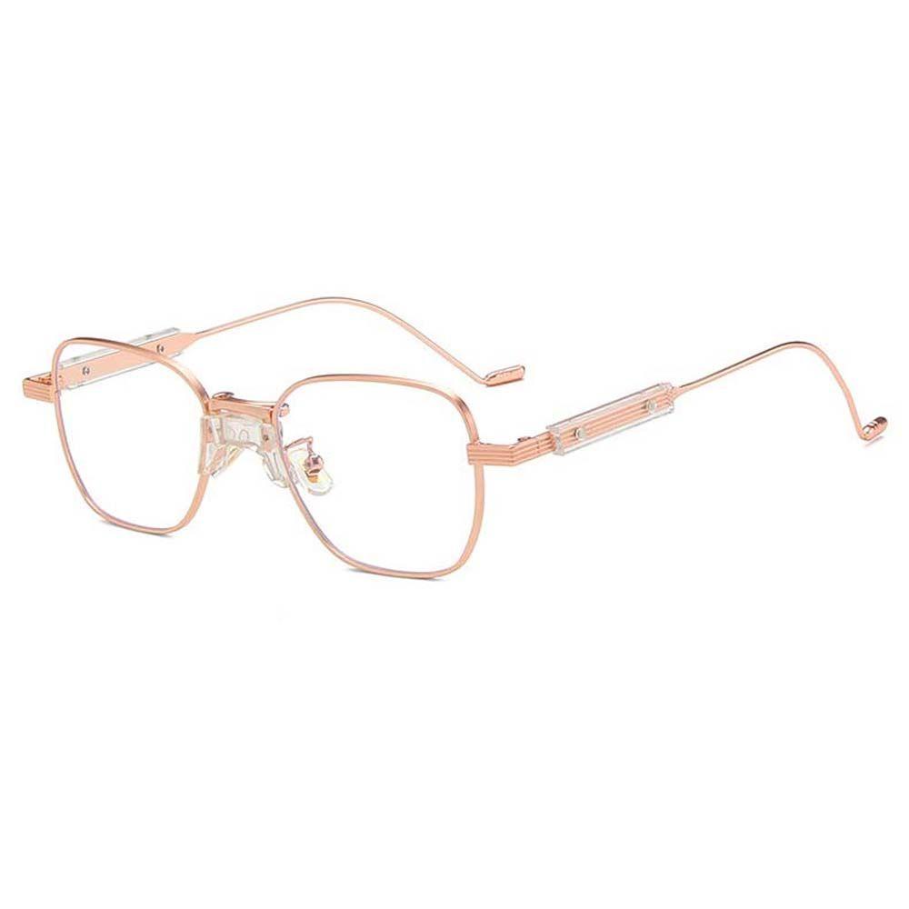 Mxbeauty Kacamata Anti Radiasi Warna Rose Gold Silver Kacamata Komputer Lensa Bening Metal Gaya Korea Wanita Eyeglasses