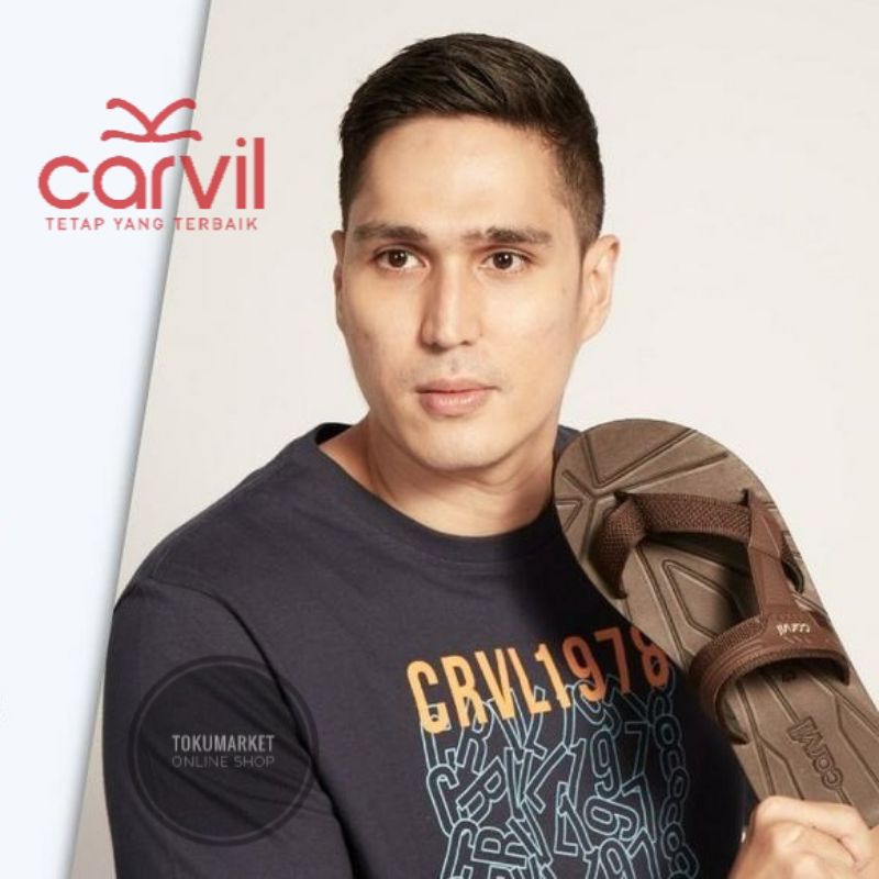 Carvil Sandal Pria Sendal Jepit Original Warna Hitam Coklat Empuk Outdoor Gunung
