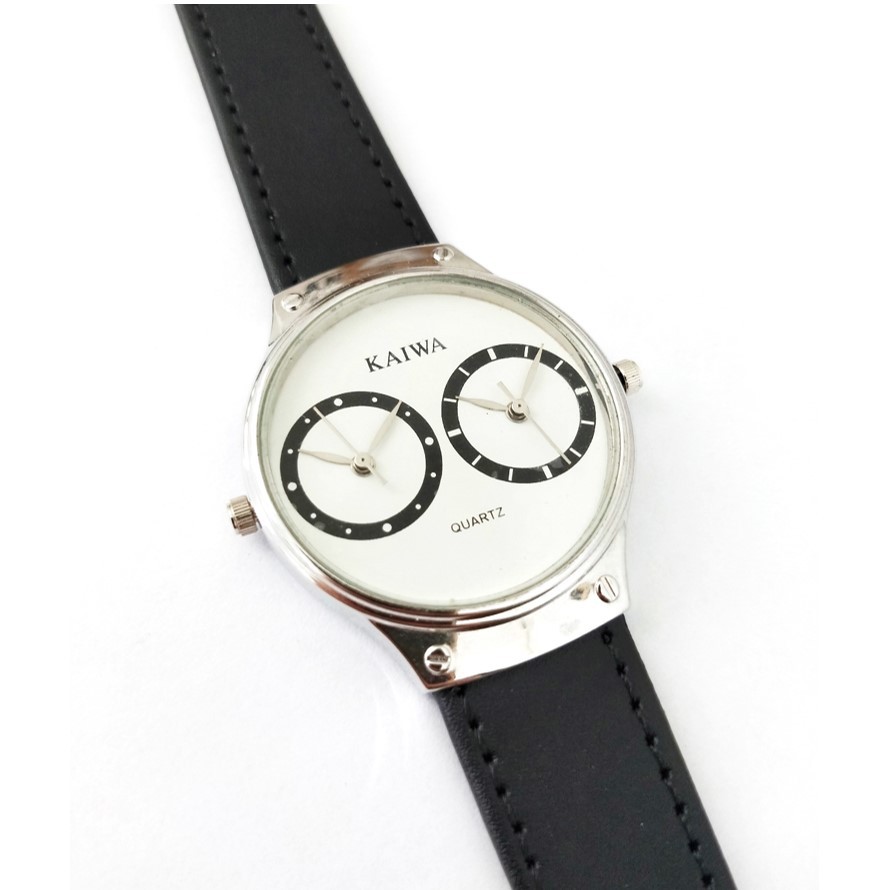 Jam Tangan Kulit Pria Analog Minimalis Stylish Double Movement Kaiwa 200302 Free Baterai