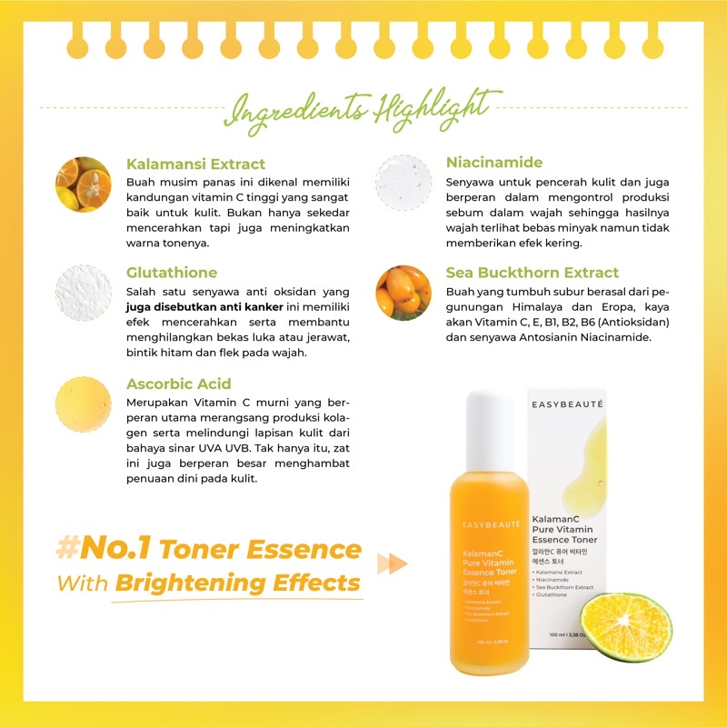 Easybeaute KalamanC Pure Vitamin Essence Toner 100ml - Brightening Skin / Kalapack