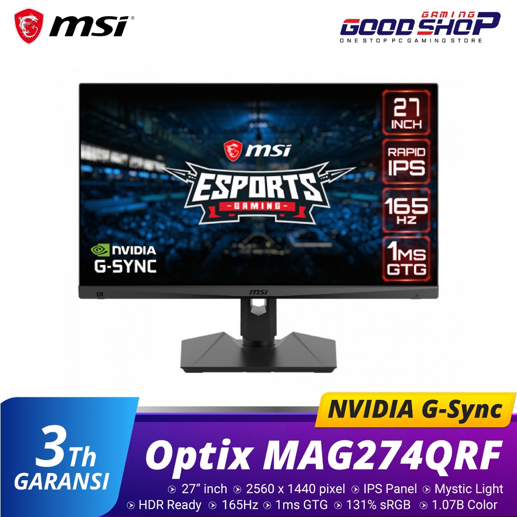 MSI Optix MAG274QRF 27&quot; 165hz WQHD Rapid IPS - Gaming Monitor