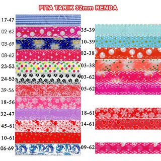 GROSIR Pita  Serut  Renda 32 mm Serut  Besar Hiasan  Parcel 
