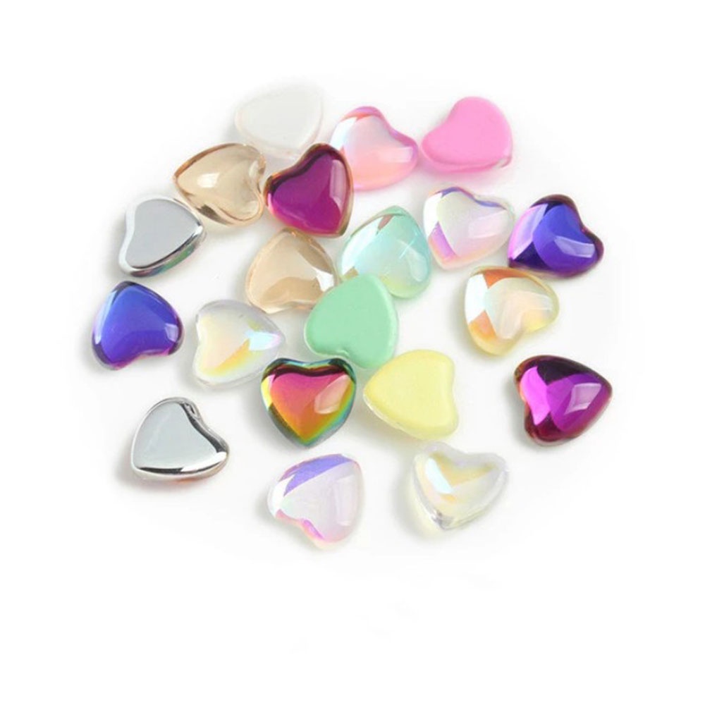 MXBEAUTY 10pcs/lot 3D Nail Art Rhinestones Peach Heart DIY Ornaments Heart-ShapedJewelry Charms Flat Diamond Manicure Accessories Fashion Glass Nail Art Decoration