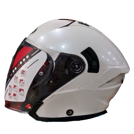 KYT NFJ SOLID WHITE DOUBLE VISOR ORIGINAL KYT FREE STIKER VISOR